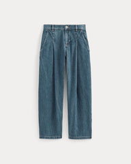 womens-high-rise-pleated-jean-mid-indigo | alt