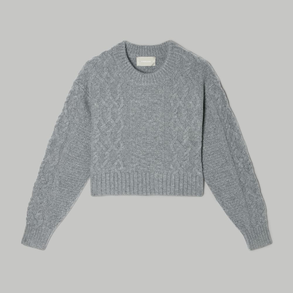 womens-felted-merino-cropped-cable-sweater-heathered-mid-grey | alt