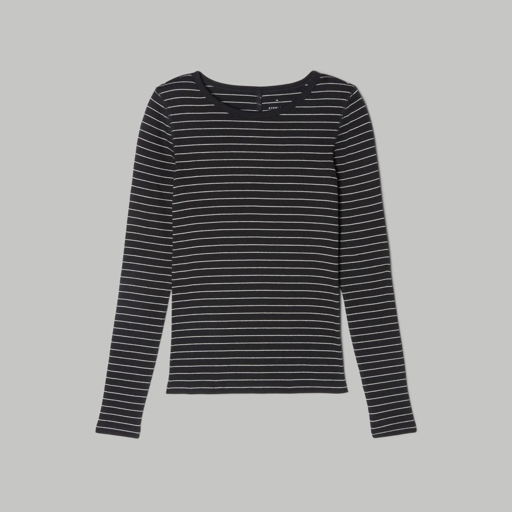 womens-supima-rib-long-sleeve-crew-black-canvas-tan | alt