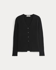womens-cashmere-ribbed-v-neck-cardigan-black | alt