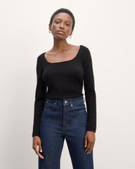 womens-cashmere-square-neck-sweater-black | primary