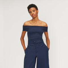 womens-ribbed-cotton-off-shoulder-top-navy | primary