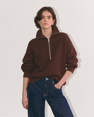 womens-cotton-half-zip-sweater-dark-mahogany | primary