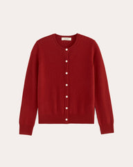 womens-cashmere-classic-crew-cardigan-berry-red | alt