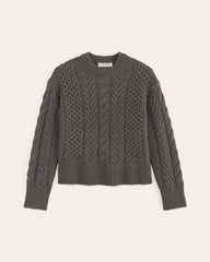 womens-organic-cotton-cable-crew-sweater-heathered-charcoal | alt