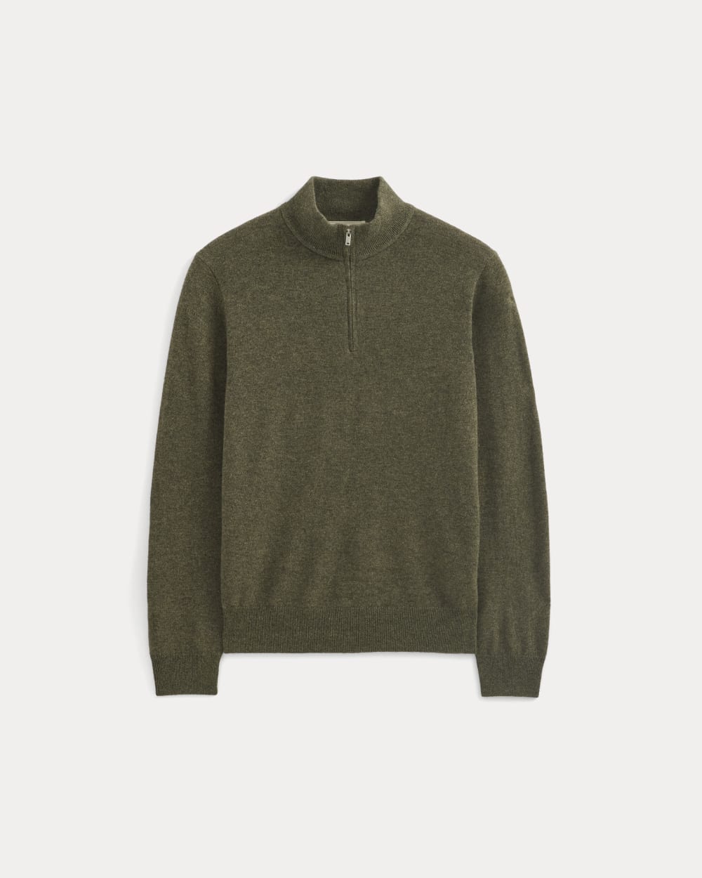 mens-cashmere-quarter-zip-sweater-hthr-army-green | alt