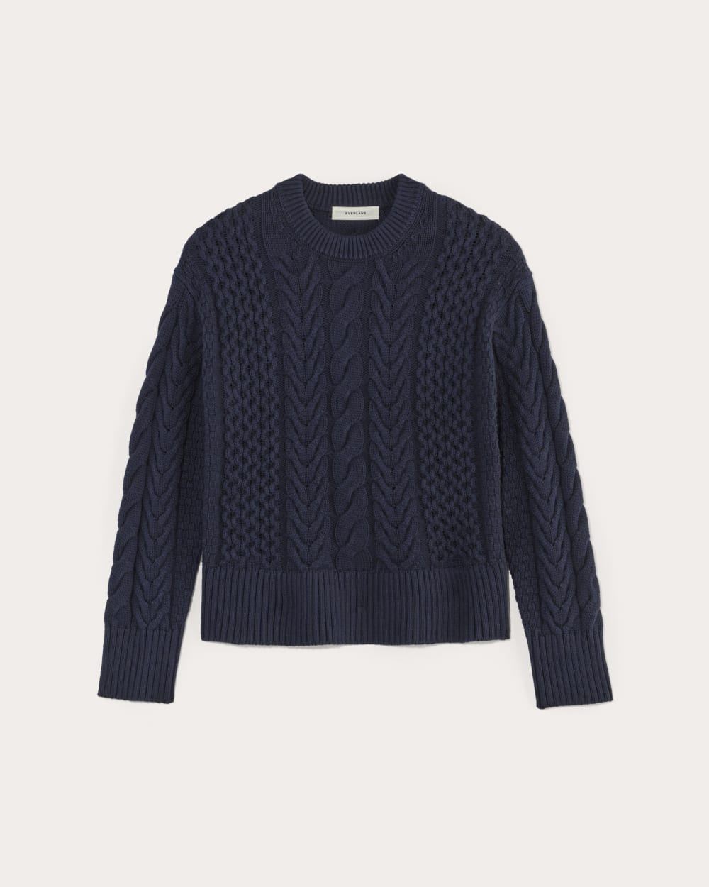 womens-organic-cotton-cable-crew-sweater-navy | alt