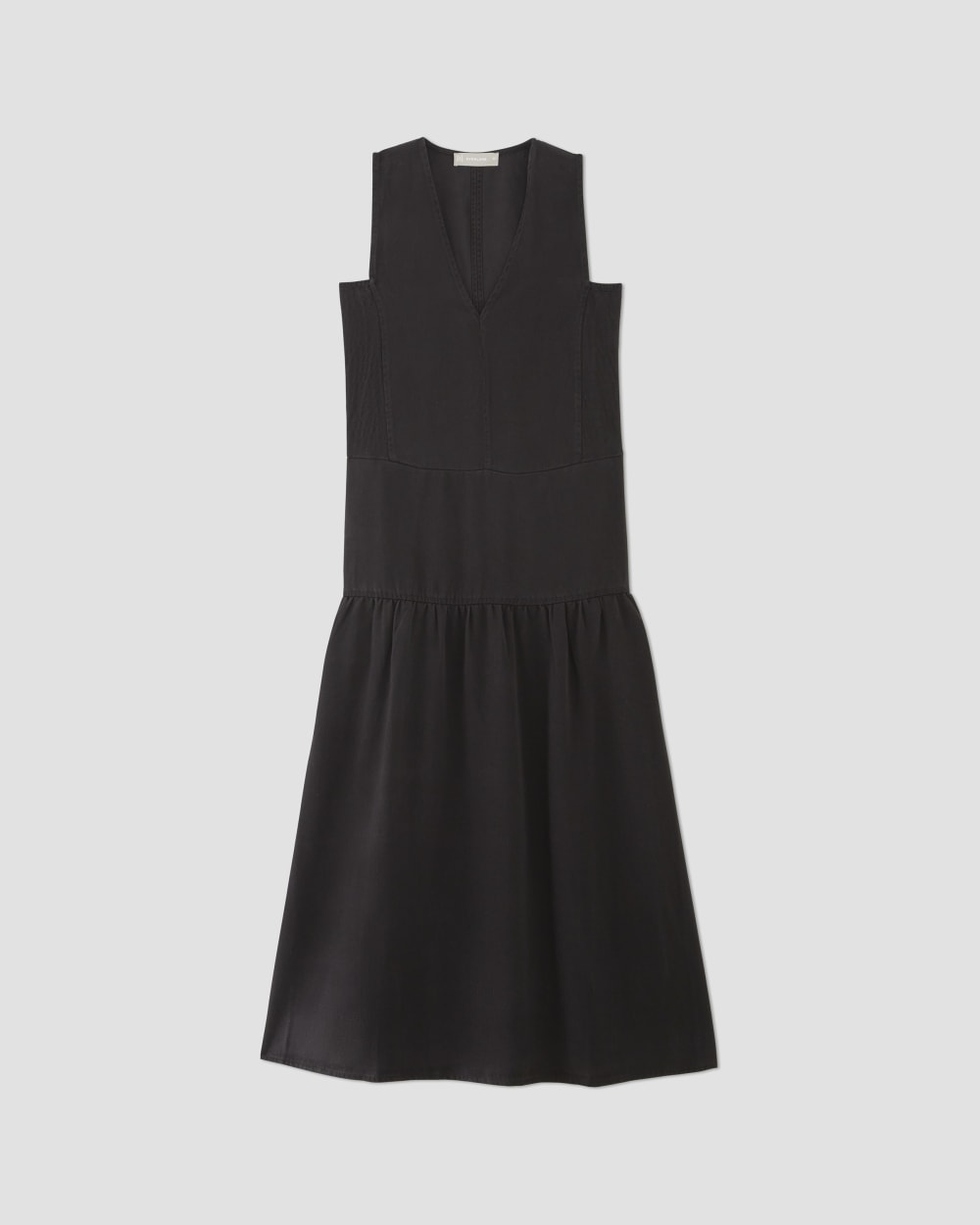 womens-tencel-v-neck-dress-black | alt