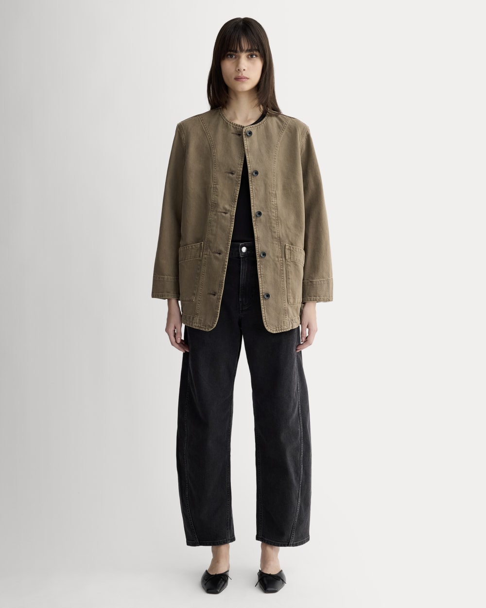 womens-long-denim-barrel-jacket-garment-dyed-chocolate