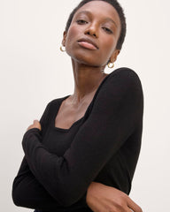 womens-cashmere-square-neck-sweater-black | alt