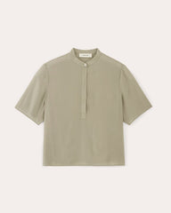 womens-washable-silk-ss-popover-top-seagrass | alt
