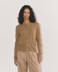 womens-cashmere-classic-crew-cardigan-tigers-eye | primary