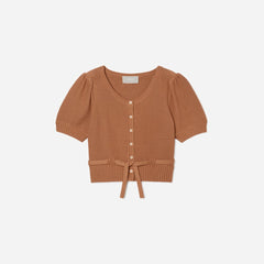 womens-puff-sleeve-sweater-top-tawny-brown | alt