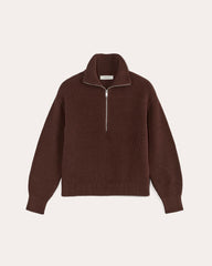 womens-cotton-half-zip-sweater-dark-mahogany | alt