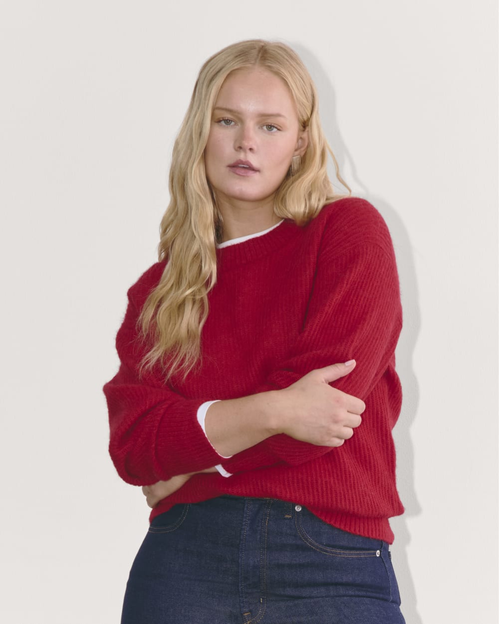 womens-alpaca-ribbed-cocoon-crew-berry-red | primary