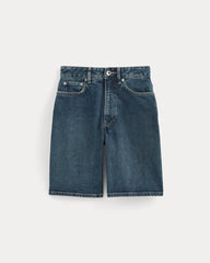 womens-long-a-line-short-dark-indigo | alt