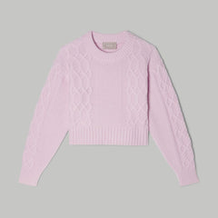 womens-felted-merino-cropped-cable-sweater-light-lilac | alt