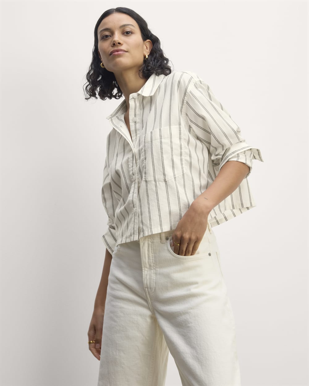 womens-silky-cttn-cropped-shirt-bone-black-new | primary