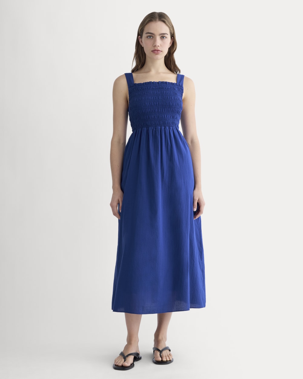 womens-gauze-smock-dress-mazarine-blue | primary