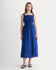 womens-gauze-smock-dress-mazarine-blue | primary