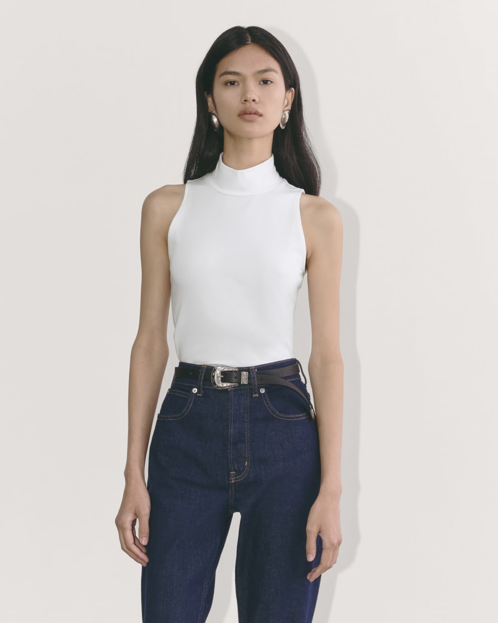 womens-supima-cutaway-mockneck-tank-white | primary