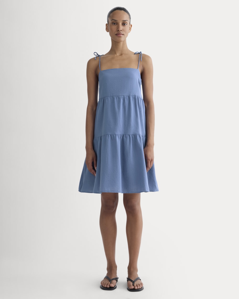womens-gauze-mini-tiered-dress-soft-cobalt | primary