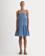 womens-gauze-mini-tiered-dress-soft-cobalt | primary