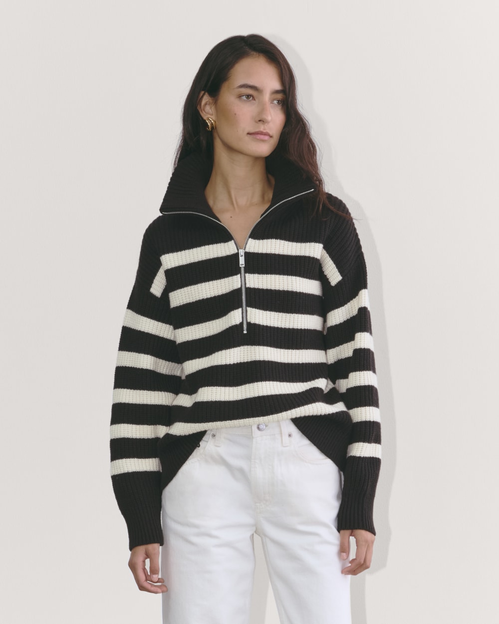 womens-felted-merino-halfzip-sweater-new-black-bone | primary