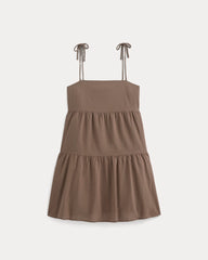 womens-gauze-mini-tiered-dress-mocha | alt