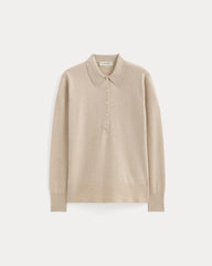 womens-oversized-polo-sweater-merino-heather-barley | alt