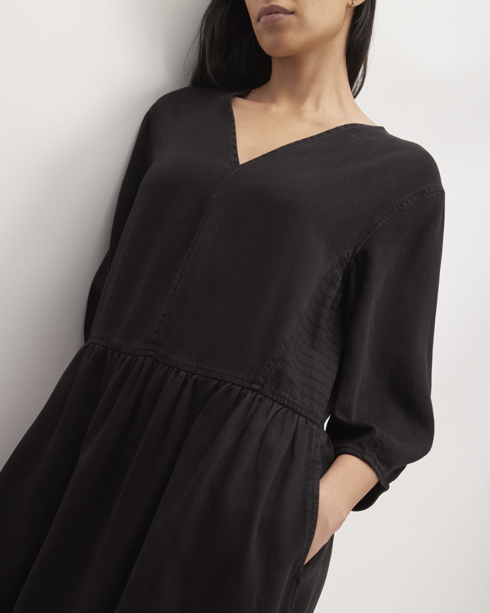 womens-tencel-puff-sleeve-dress-black