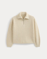 womens-half-zip-sweater-in-luxe-merino-heathered-oat | alt