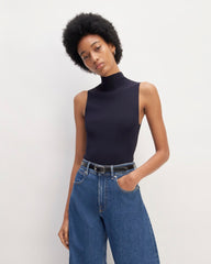 womens-viscose-mock-neck-tank-top-navy | primary