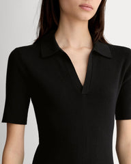 womens-knit-polo-dress-black