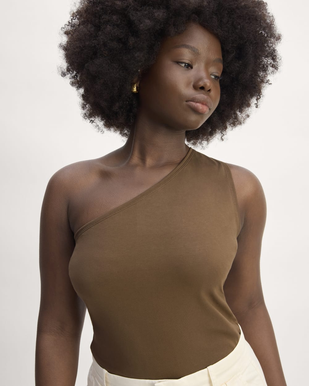 womens-supima-form-one-shoulder-tank-cocoa | primary