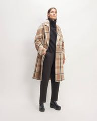 womens-italian-rewool-long-peacoat-charcoal-cornstalk-toasted-coconut | primary