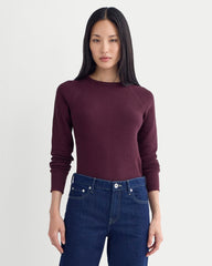 womens-slim-fit-crew-in-cozy-waffle-heathered-port-royale | primary