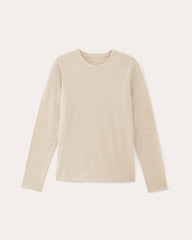 womens-essential-slim-long-sleeve-crew-heathered-oat | alt