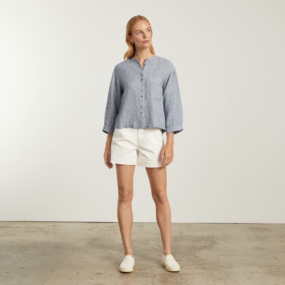 womens-linen-billow-blouse-blue-pinstripe