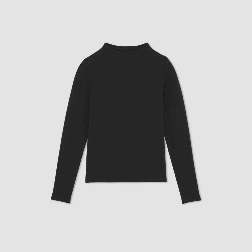 womens-supima-stretch-funnel-neck-tee-black | alt