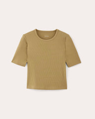 womens-tencel-rib-cropped-shimmy-tee-fennel-seed | alt