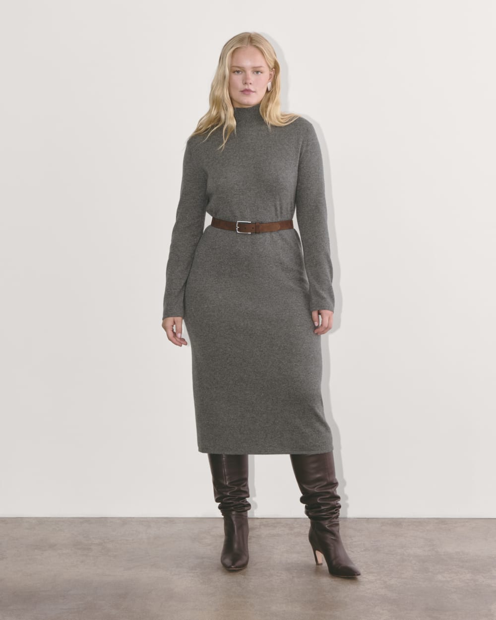 womens-cashmere-turtleneck-sweater-dress-heather-charcoal | primary