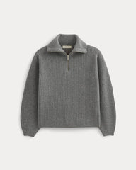 womens-half-zip-sweater-in-luxe-merino-mid-heathered-grey | alt