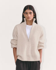 womens-felted-merino-halfzip-sweater-hthr-oat | primary