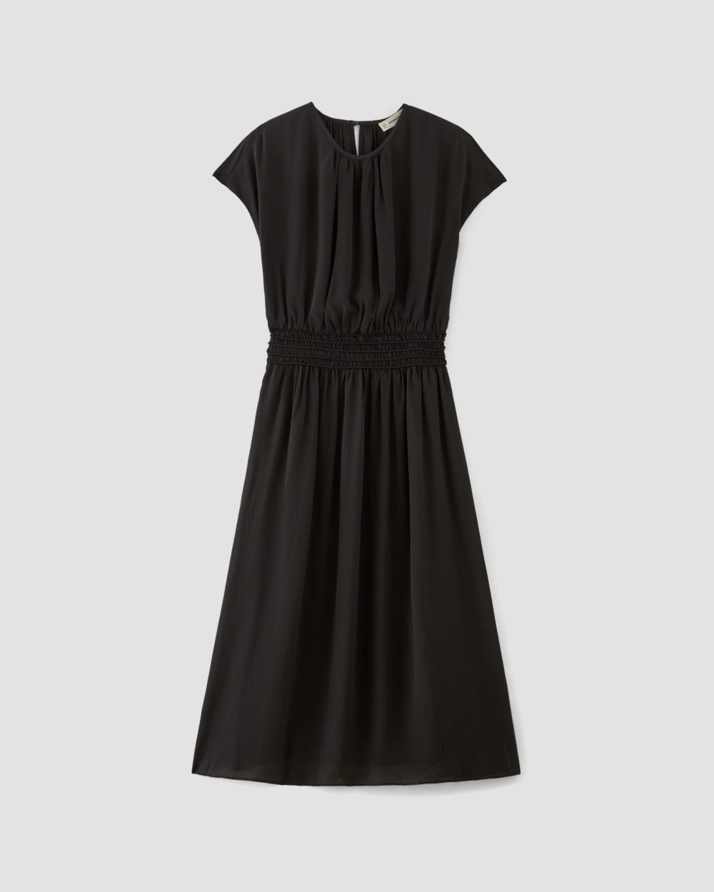 womens-viscose-gathered-midi-dress-black | alt