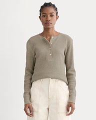 womens-cotton-waffle-henley-tee-oatmeal-heather | primary