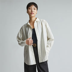 womens-oversized-poplin-shirt-black-canvas-tan | primary