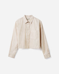 womens-silky-cttn-cropped-shirt-conven-golden-brown-stripe | alt