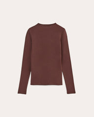 womens-luxe-rib-funnel-neck-tee-dark-mahogany | alt