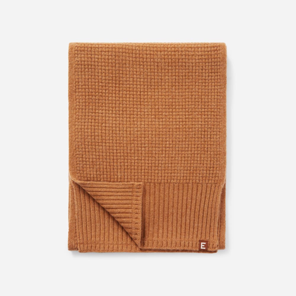 unisex-felted-merino-waffle-knit-scarf-camel | alt
